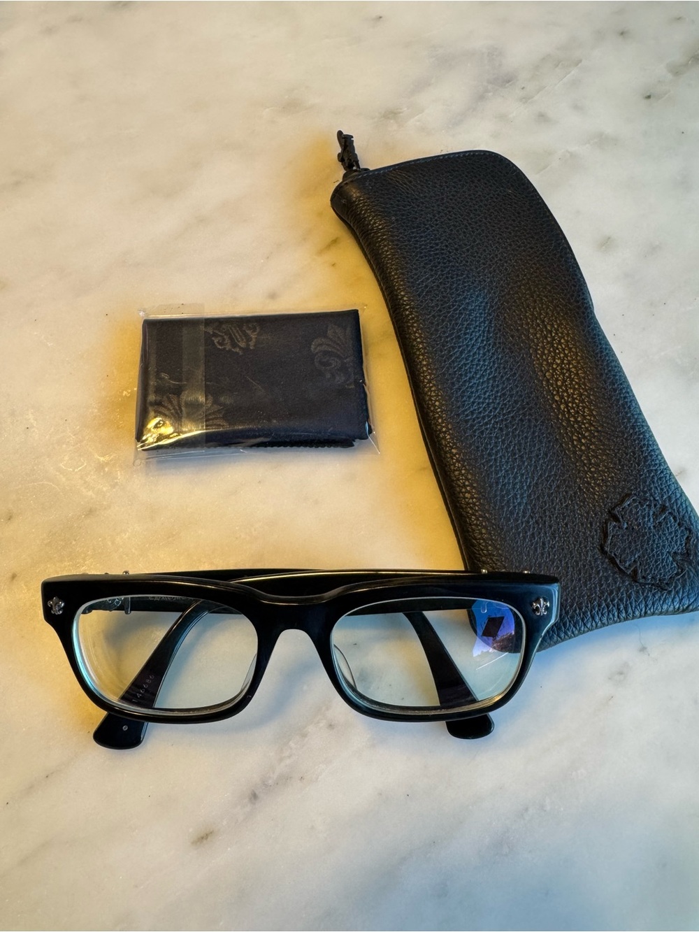 Authentic Chrome Hearts GITTIN ANY? Black Eyeglasses Frames w/ Case Pouch Cloth - Picture 2 of 14